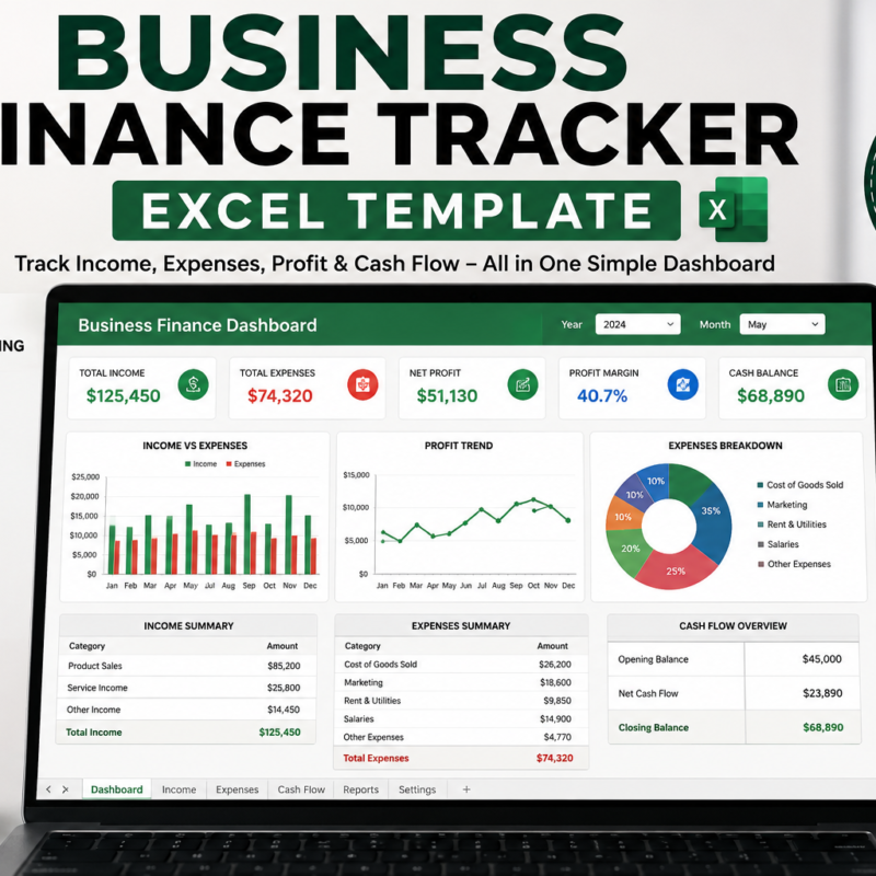 Business Finance Tracker Excel Template